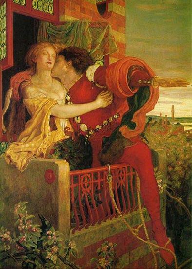 Ford Madox Brown Romeo and Juliet in the famous balcony scene oil painting picture